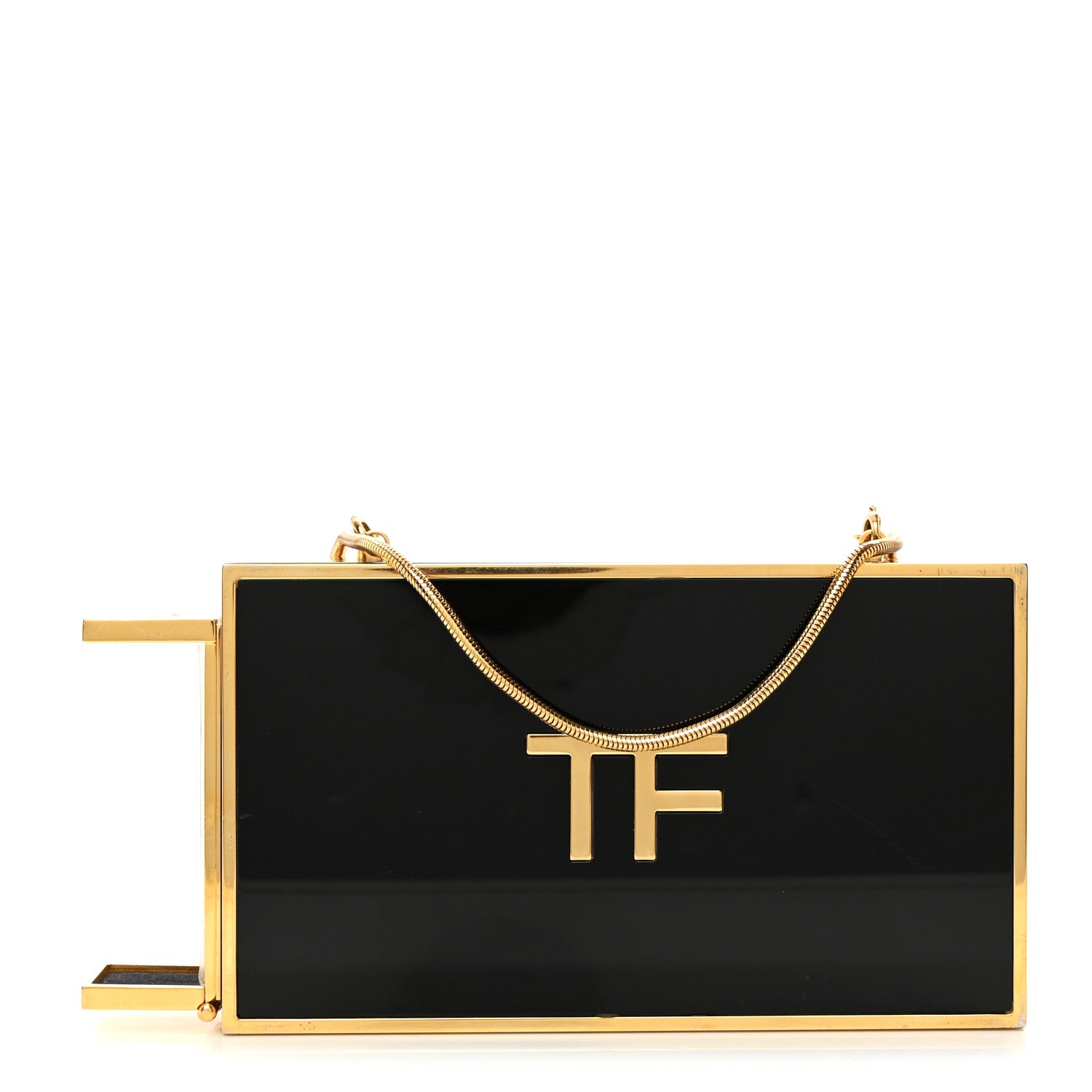 Tom Ford TOM FORD Plexiglass Lipstick Minaudiere Clutch Black Gold 1 of 6