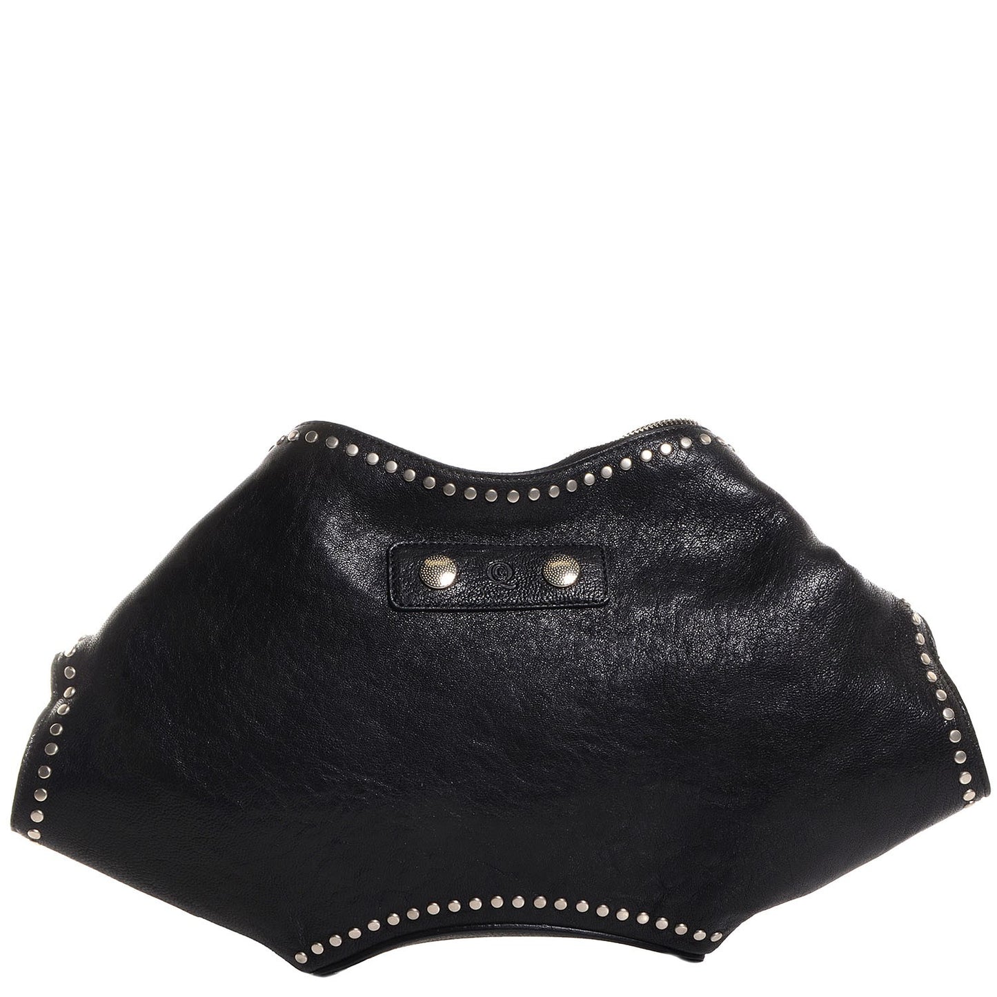 Leather Studded De Manta Clutch Black