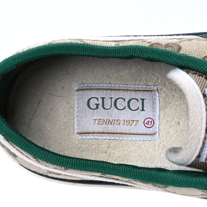 Gucci GG Monogram Web Womens 1977 Tennis Sneakers 41 Beige Ebony Mystic White 8 of 9