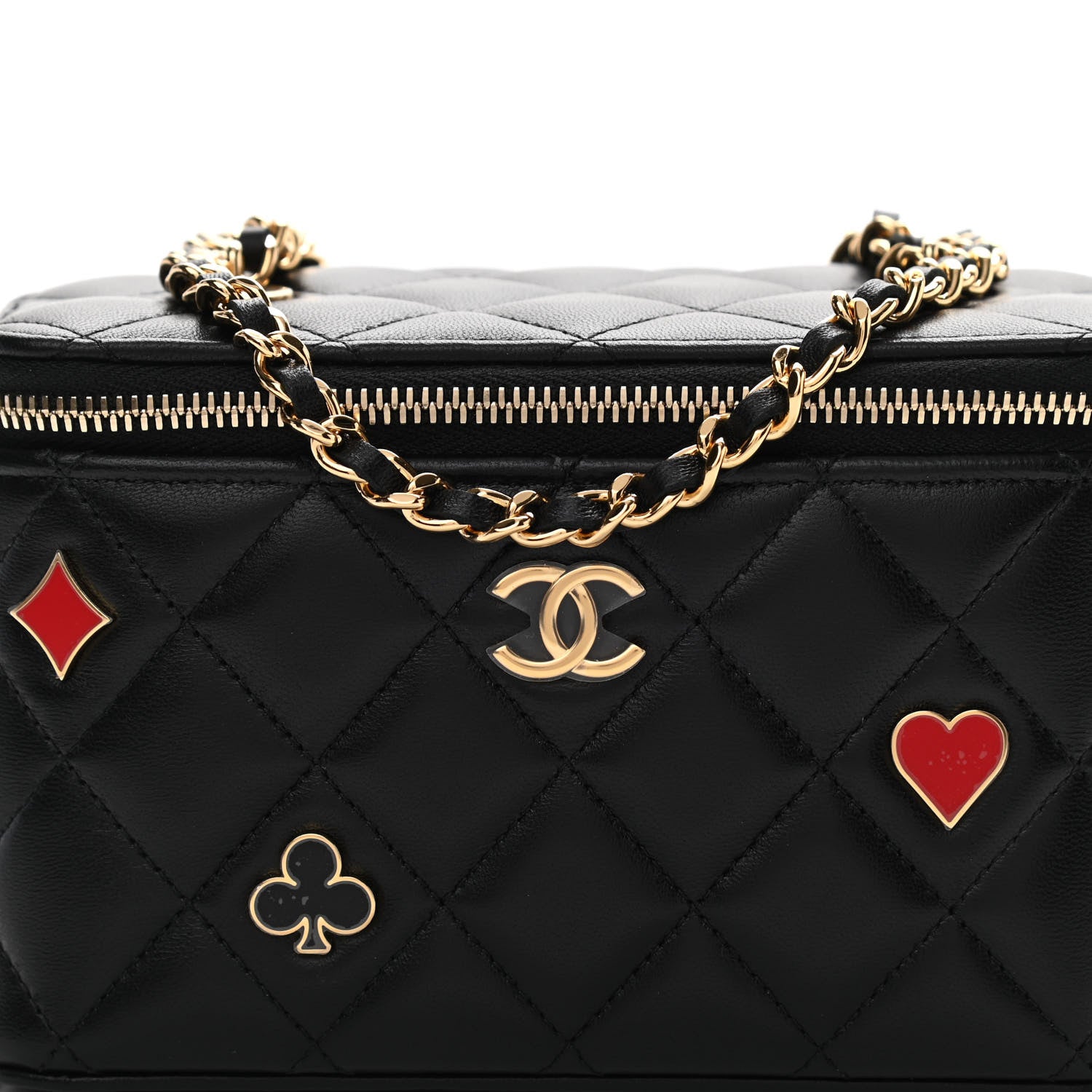 Chanel Lambskin Quilted Enamel Coco Casino Small Vanity Case With Chain Black 8 of 10