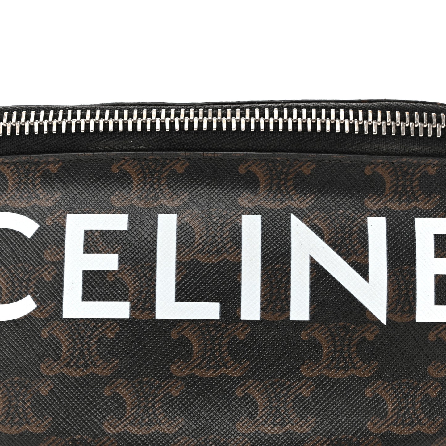 Triomphe Logo Canvas Checker Belt Bag Black