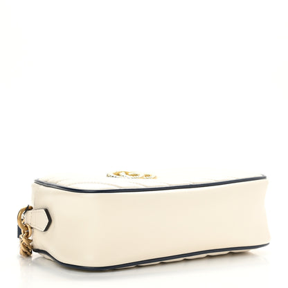 Gucci Vintage Effect Calfskin Matelasse Diagonal Small Torchon GG Marmont Chain Shoulder Bag Mystic White Blue Agata 4 of 9