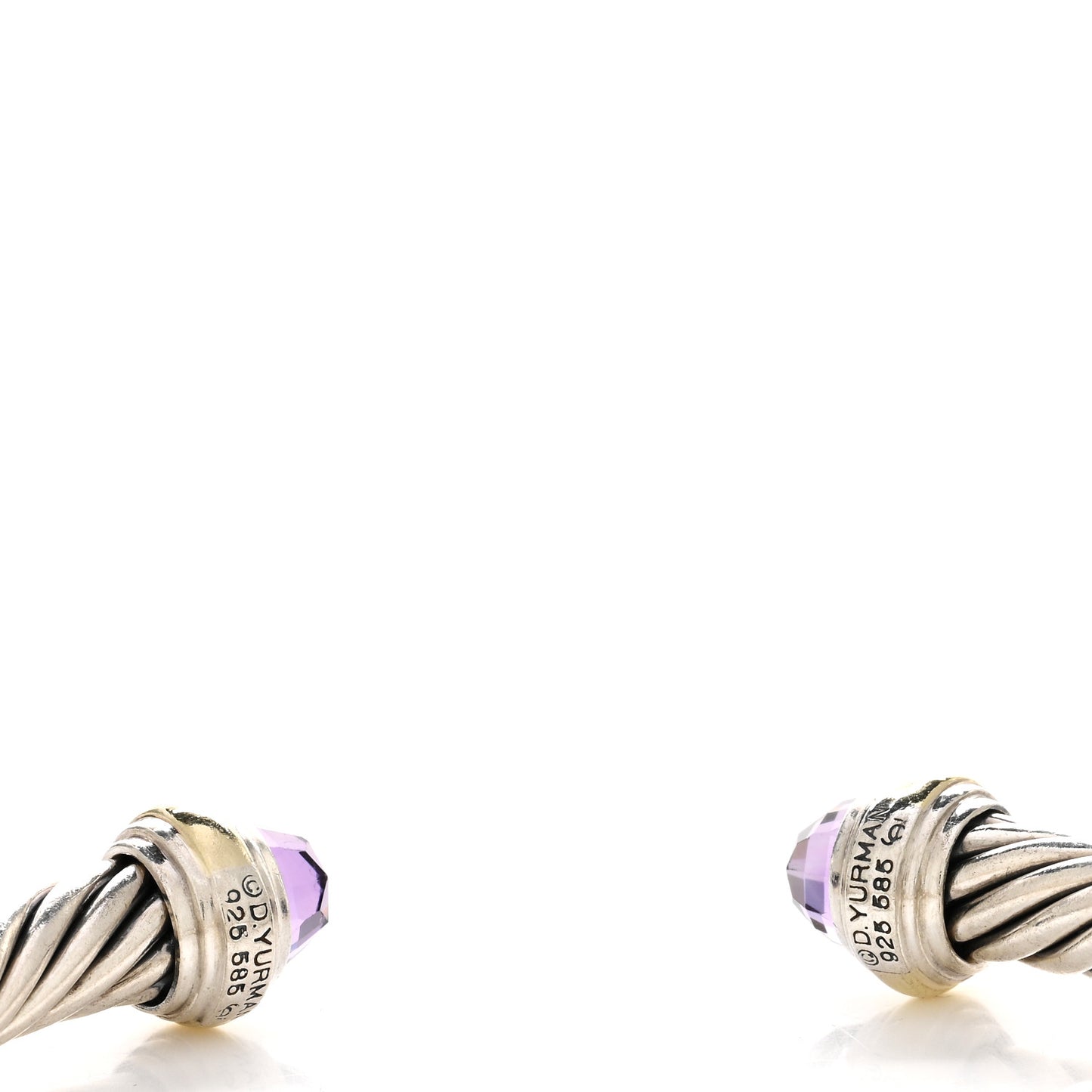 Sterling Silver 14K Yellow Gold Amethyst 7mm Cable Classics Bracelet