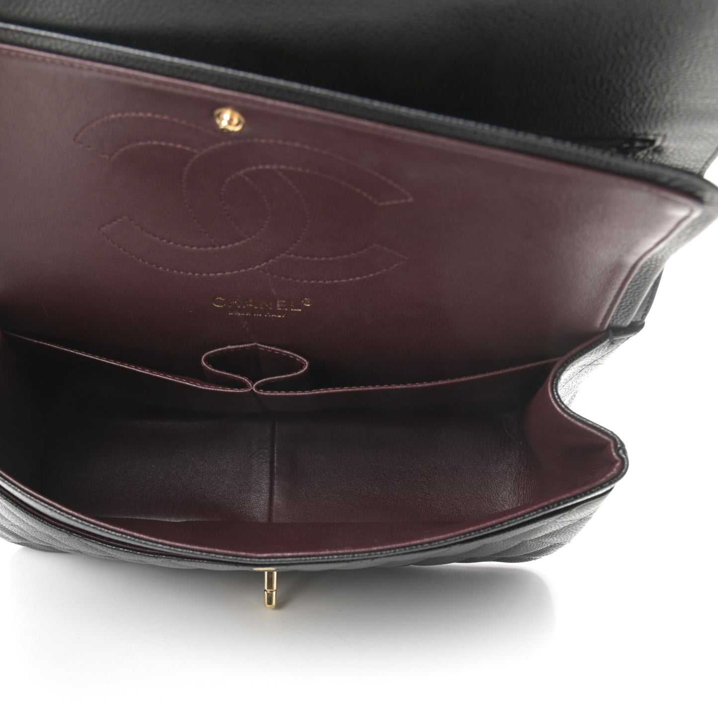 Caviar Quilted Jumbo Double Flap Black