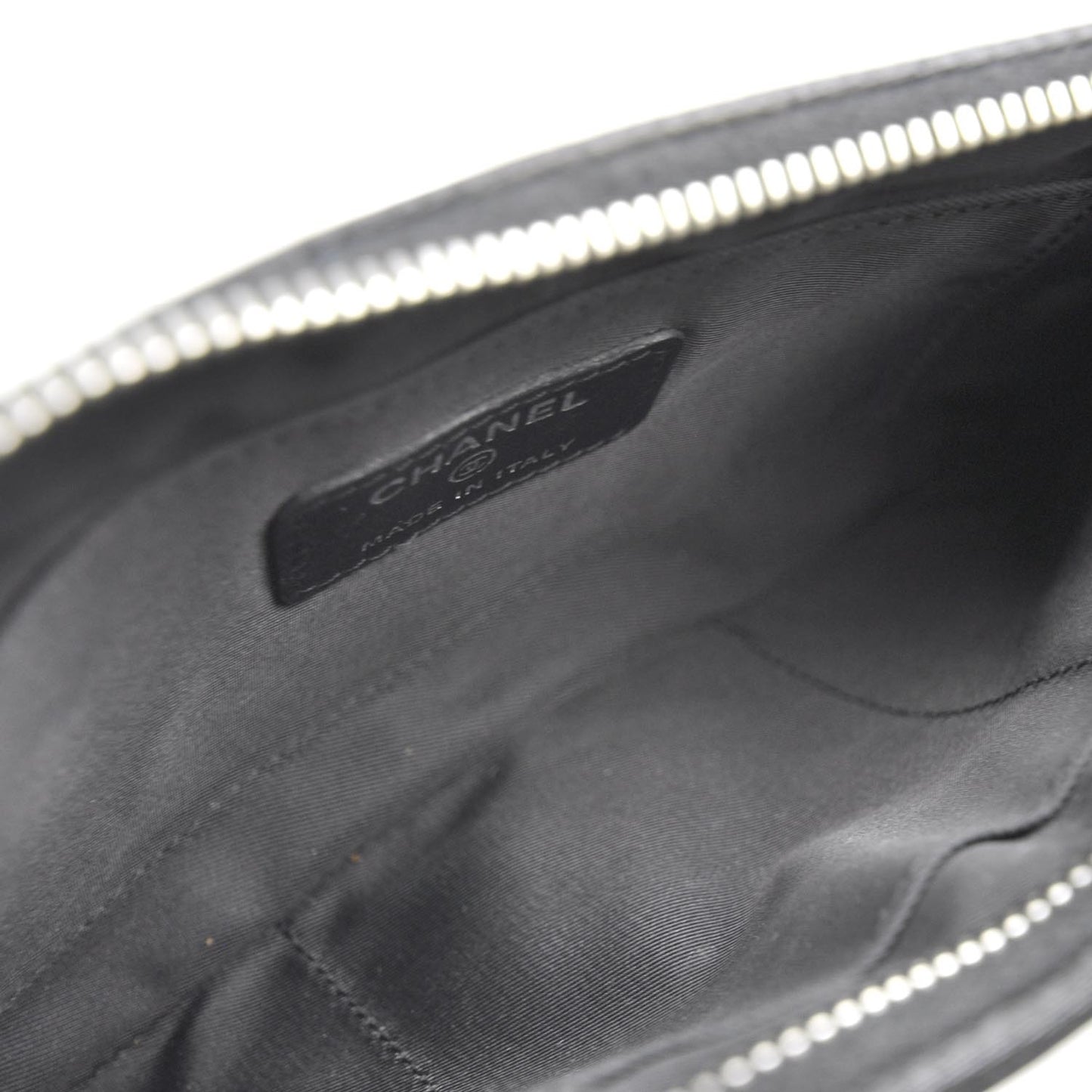 Coated Canvas Quilted Cosmetic Pouch Black