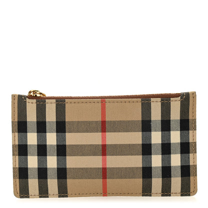 Burberry Vintage Check Calfskin Somerset Coin Case Card Holder Archive Beige 1 of 7