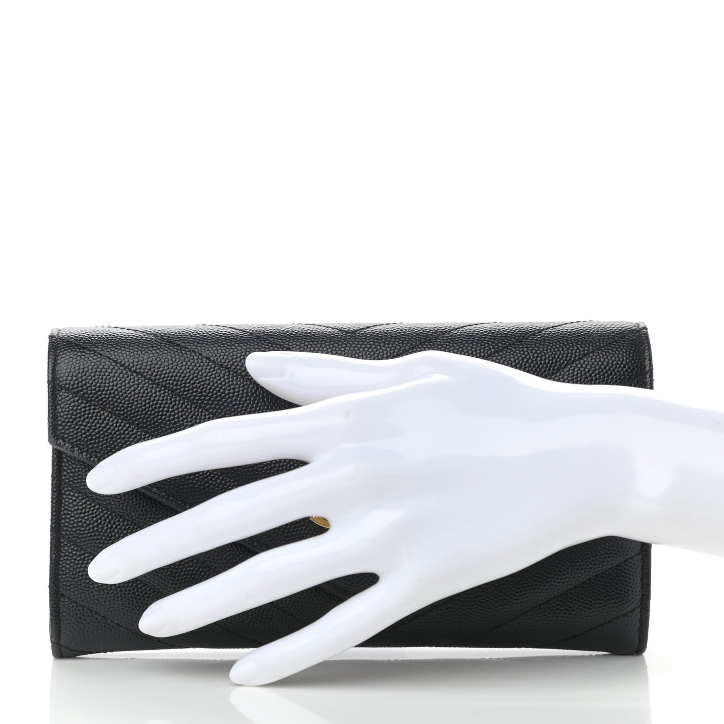 Grain De Poudre Matelasse Chevron Monogram Flap Wallet Black