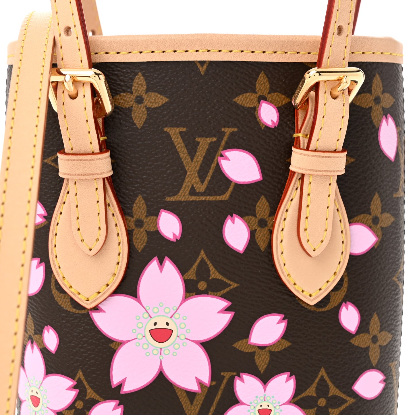 LV X TM Monogram Cherry Blossom Nano Bucket Sakura Brown