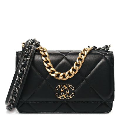 Chanel Lambskin Quilted Chanel 19 Wallet On Chain WOC Black 1 of 13