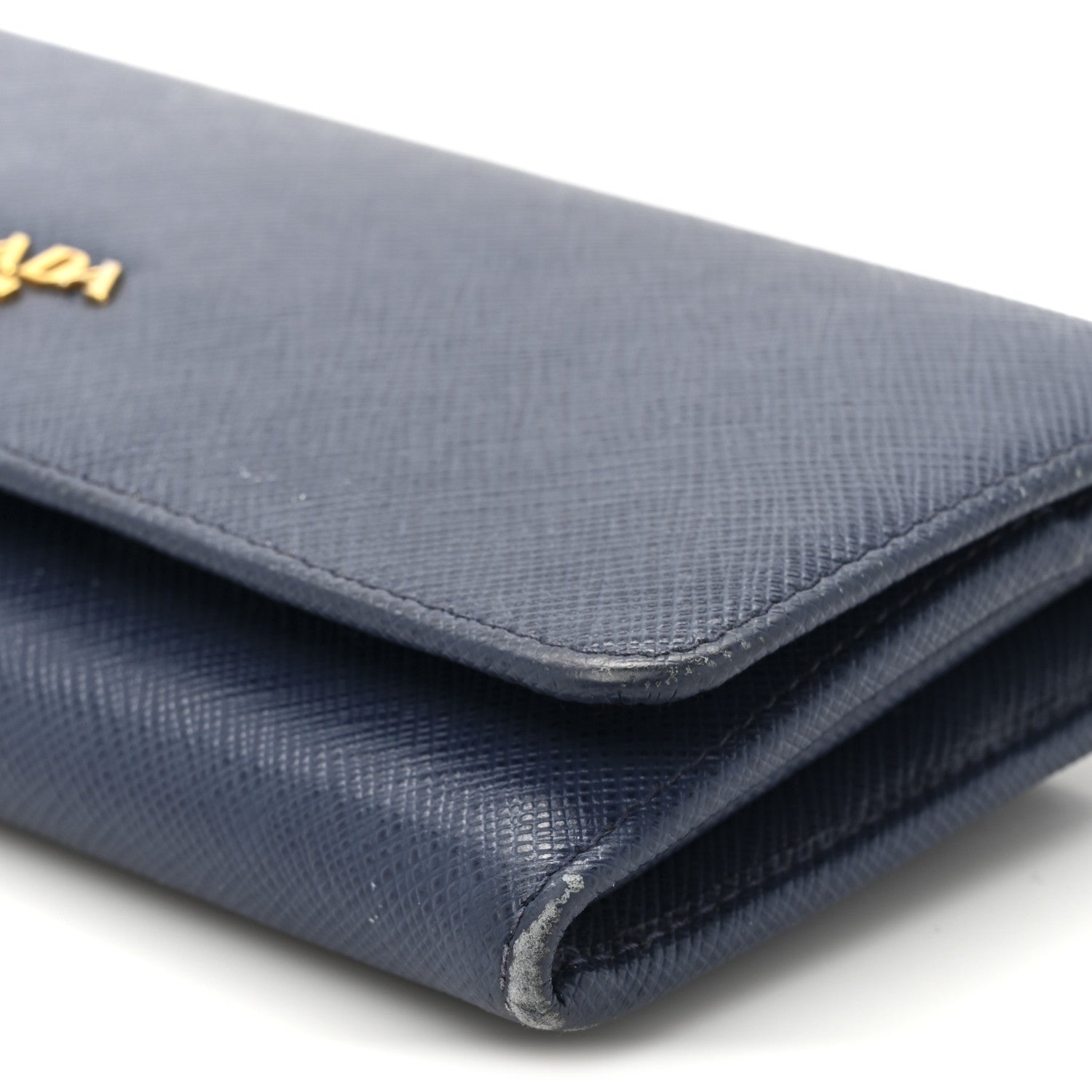 Prada Saffiano Metal Continental Flap Travel Wallet Bluette 8 of 12