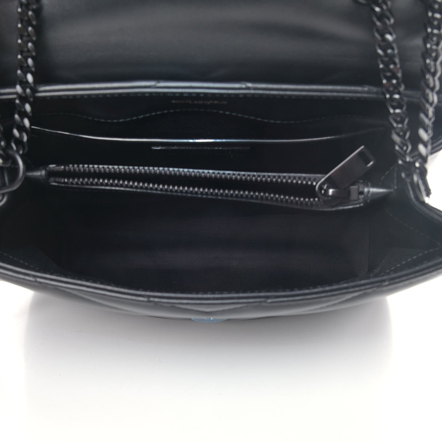 Saint Laurent Calfskin Y Quilted Monogram Small Loulou Chain Satchel Black 4 of 5