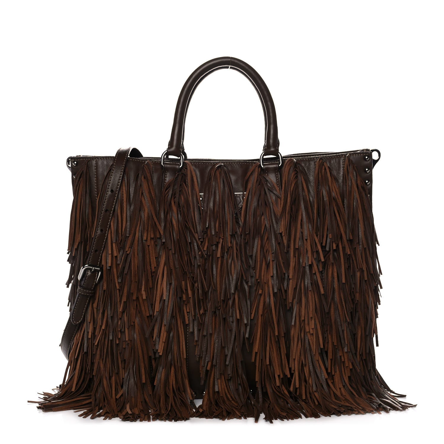 Prada Nappa Fringe Shopping Tote Noce 1 of 12