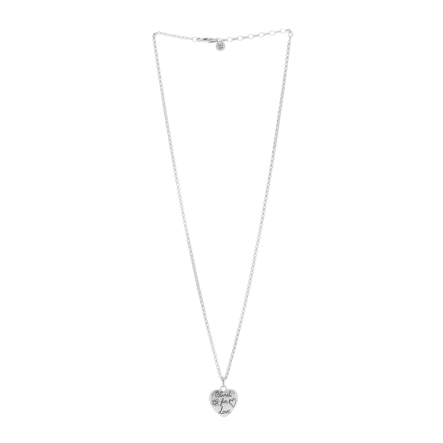 Sterling Silver Blind for Love Heart Pendant Necklace