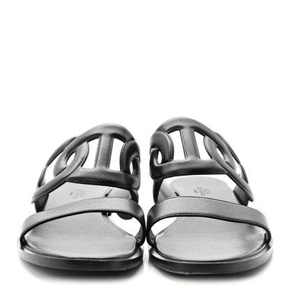 Hermes Nappa Lagune Sandals 38 Black 3 of 9