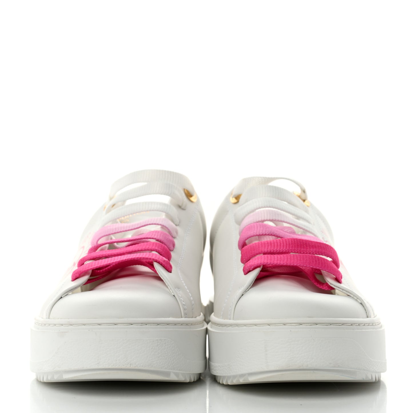 Calfskin LV Circle Printed Time Out Open Back Trainers 38 Fuchsia Pink