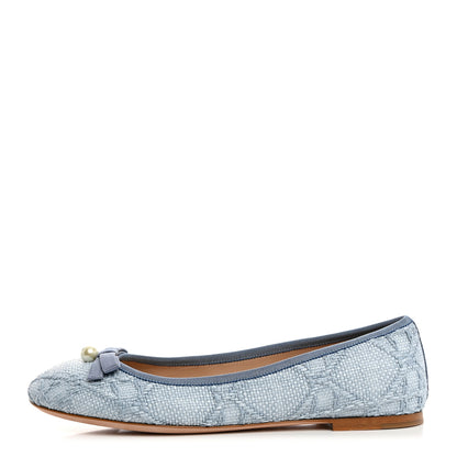 Christian Dior Raffia Cannage Ballet Flat 40.5 Bleu Pastel 1 of 9