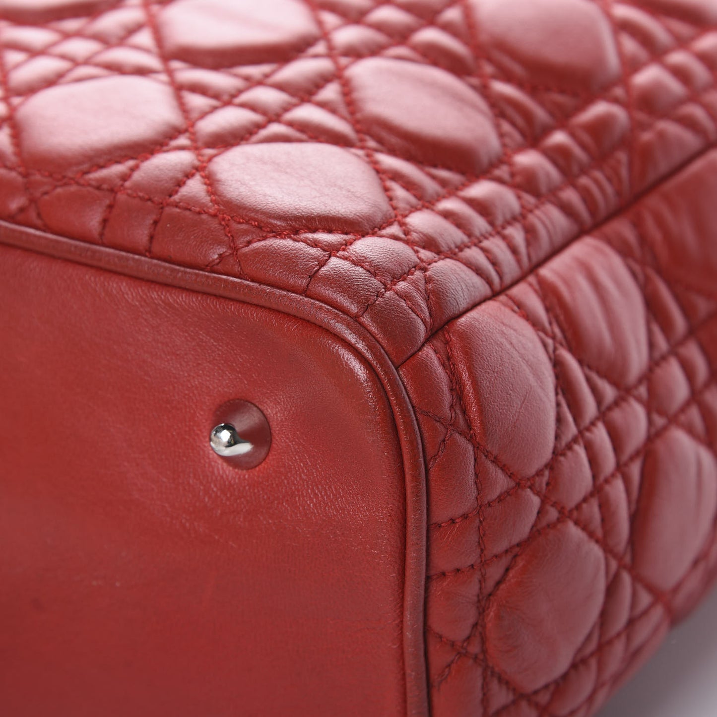 Lambskin Cannage Large Lady Dior Red