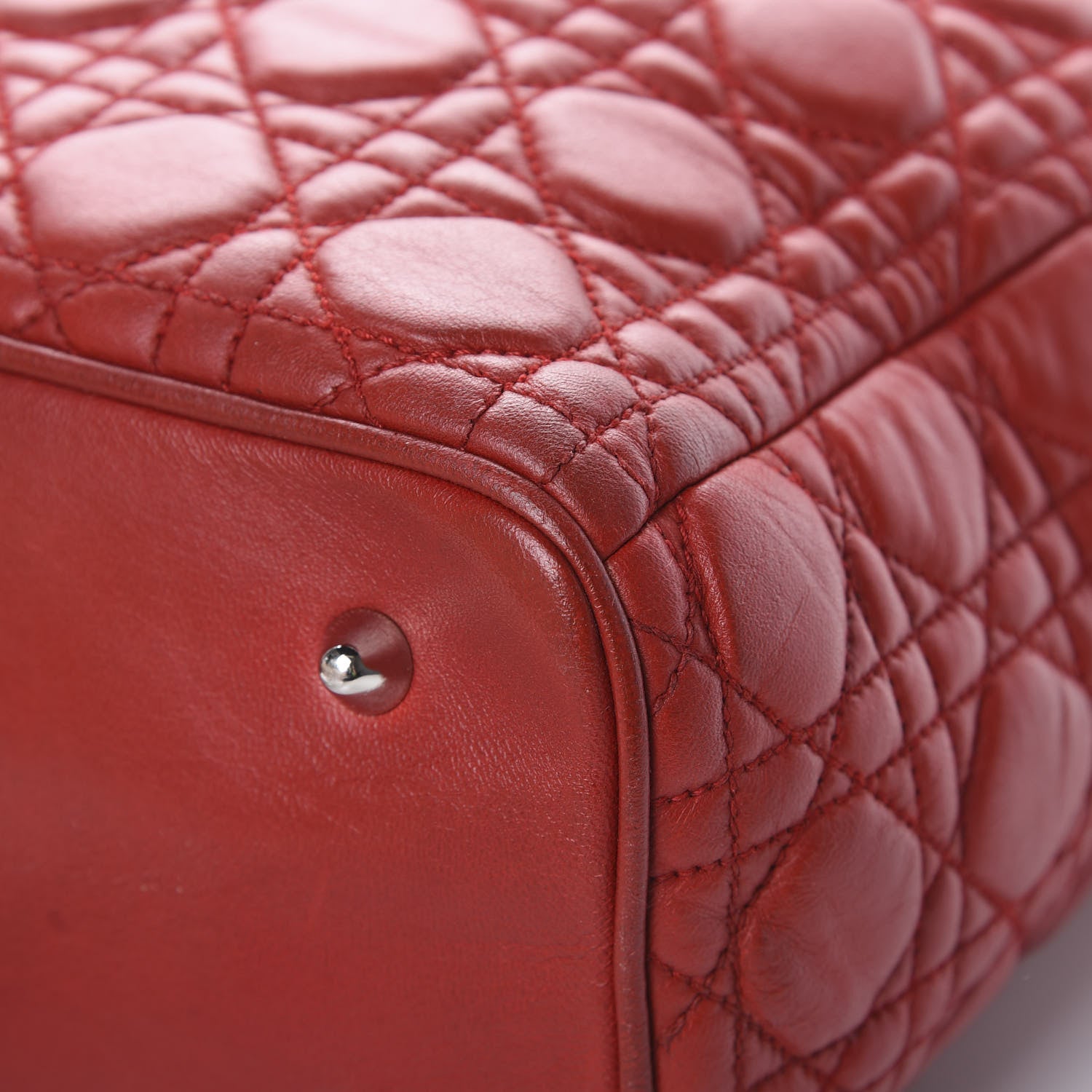 Christian Dior Lambskin Cannage Large Lady Dior Red 10 of 15