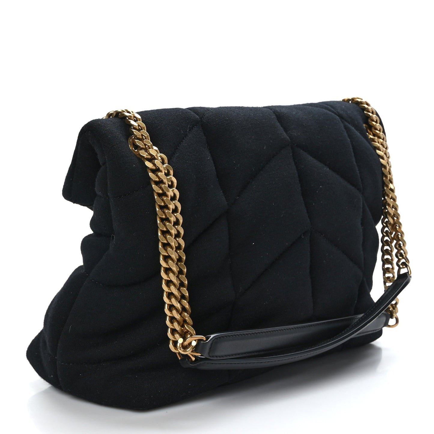 Wool Jersey Quilted Medium Loulou Puffer Monogram Chain Satchel Black