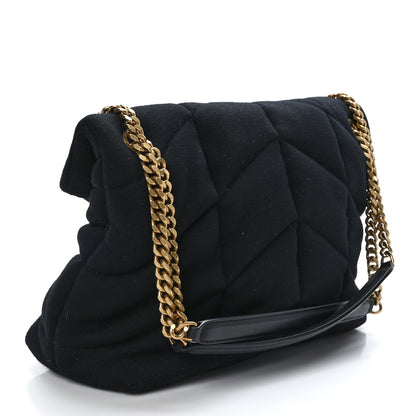 Saint Laurent Wool Jersey Quilted Medium Loulou Puffer Monogram Chain Satchel Black 3 of 9