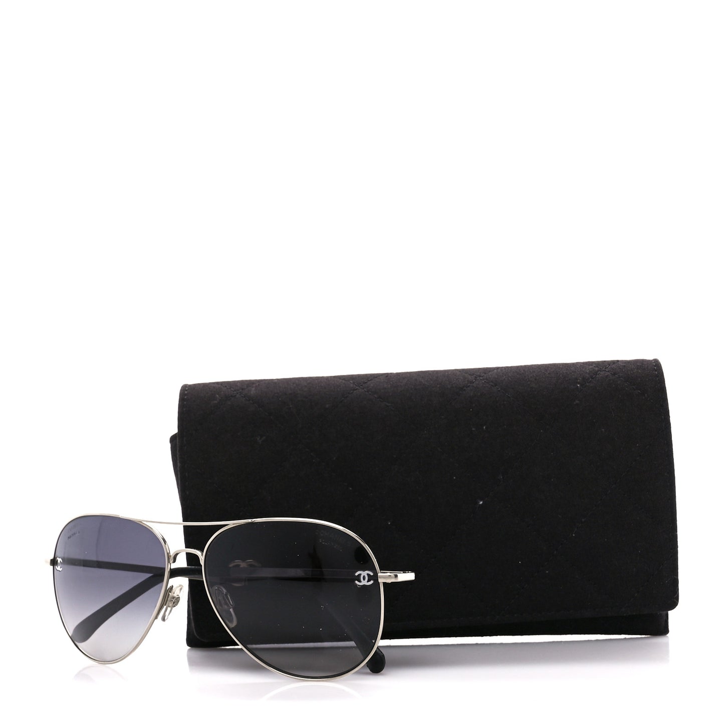 Metal Polarized CC Aviator Sunglasses 4189-T-Q Silver