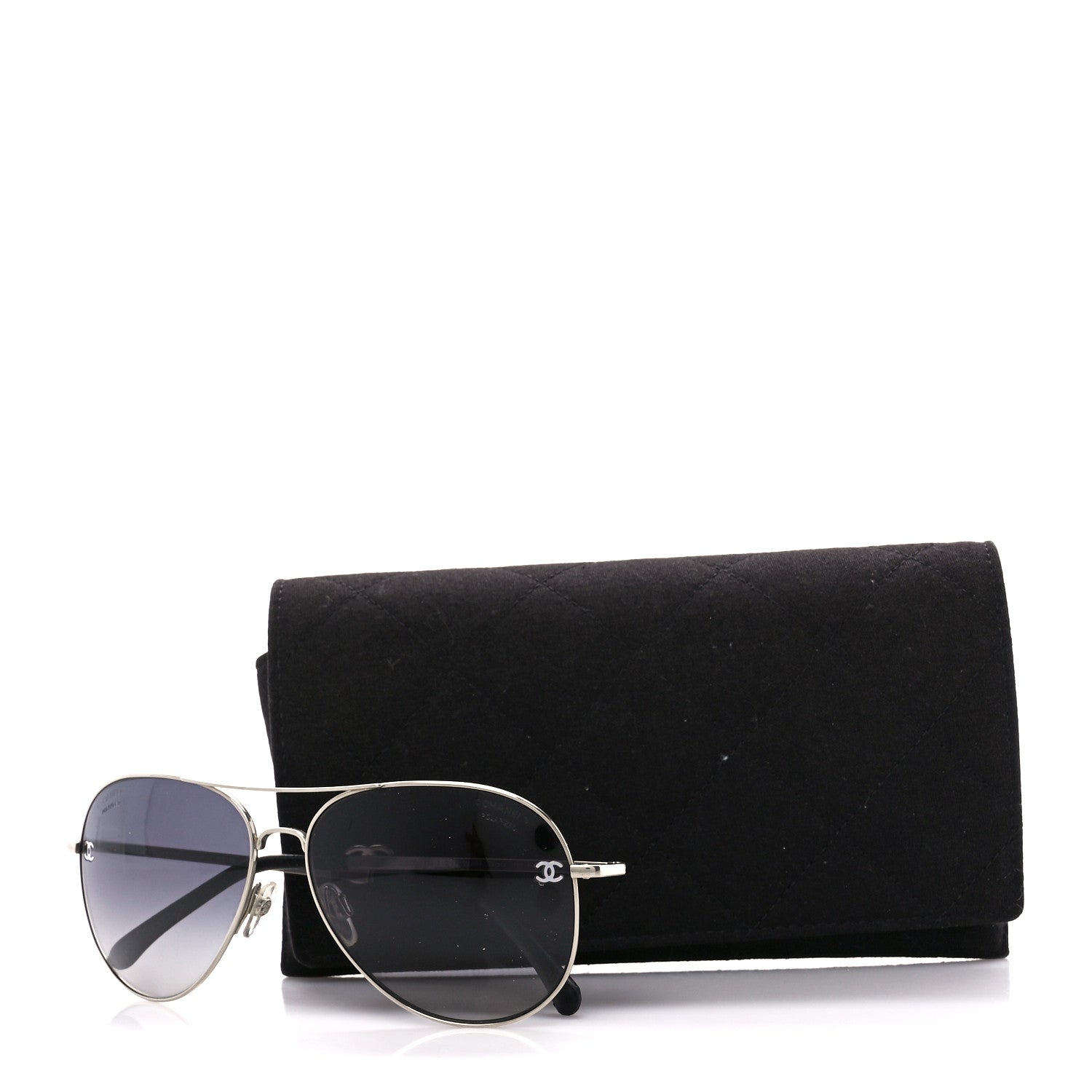 Chanel Metal Polarized CC Aviator Sunglasses 4189-T-Q Silver 8 of 8