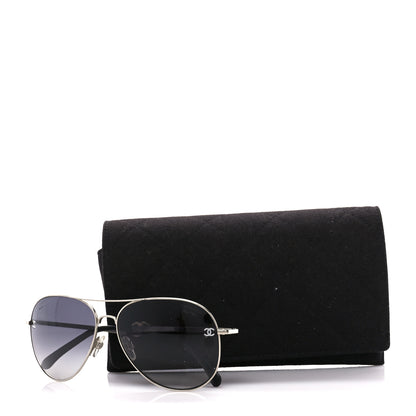 Chanel Metal Polarized CC Aviator Sunglasses 4189-T-Q Silver 8 of 8
