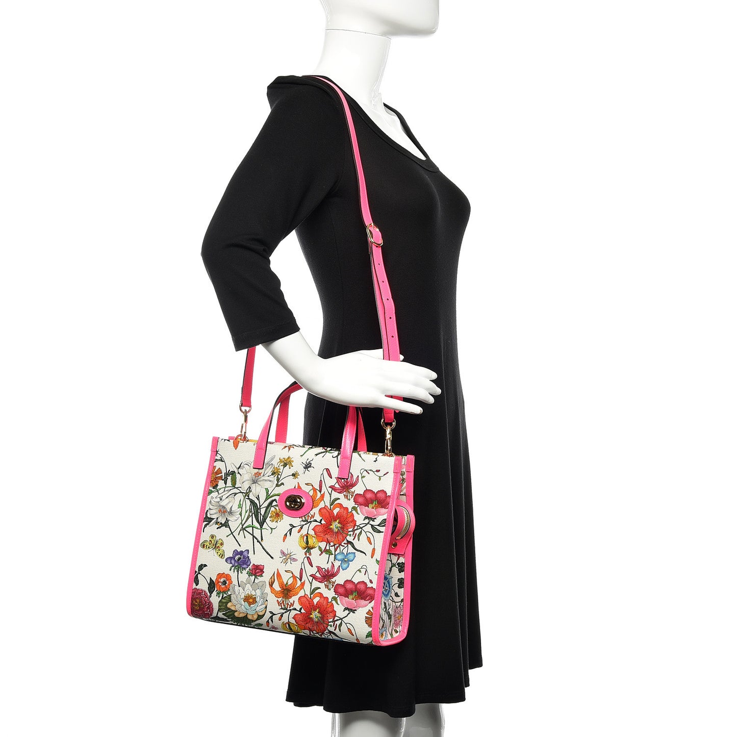 Canvas Medium Flora Tote Fuchsia