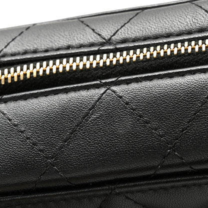 Chanel Lambskin Quilted Golden Plate Clutch With Chain Black 12 of 13