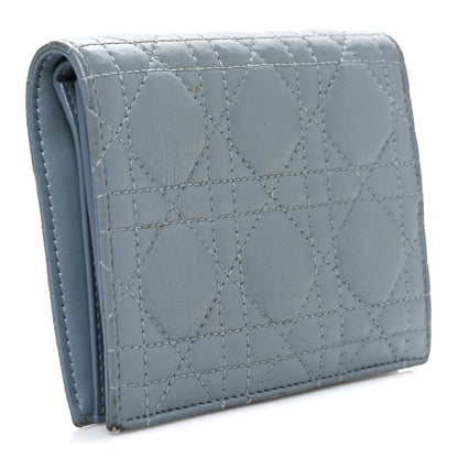 Christian Dior Supple Calfskin Cannage Caro Slim Wallet Cloud Blue 3 of 7