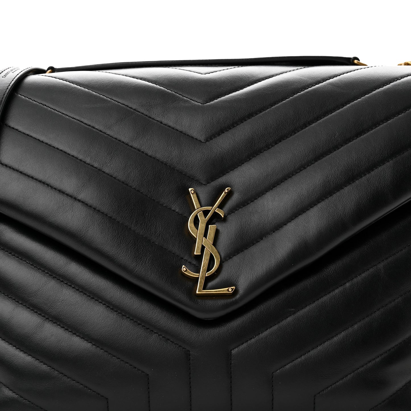 Calfskin Y Quilted Monogram Large Loulou Chain Satchel Black