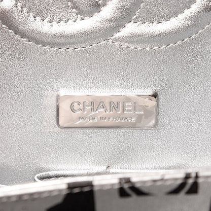 Chanel Lambskin Hand Painted Medium Double Flap Black Silver 6 of 12