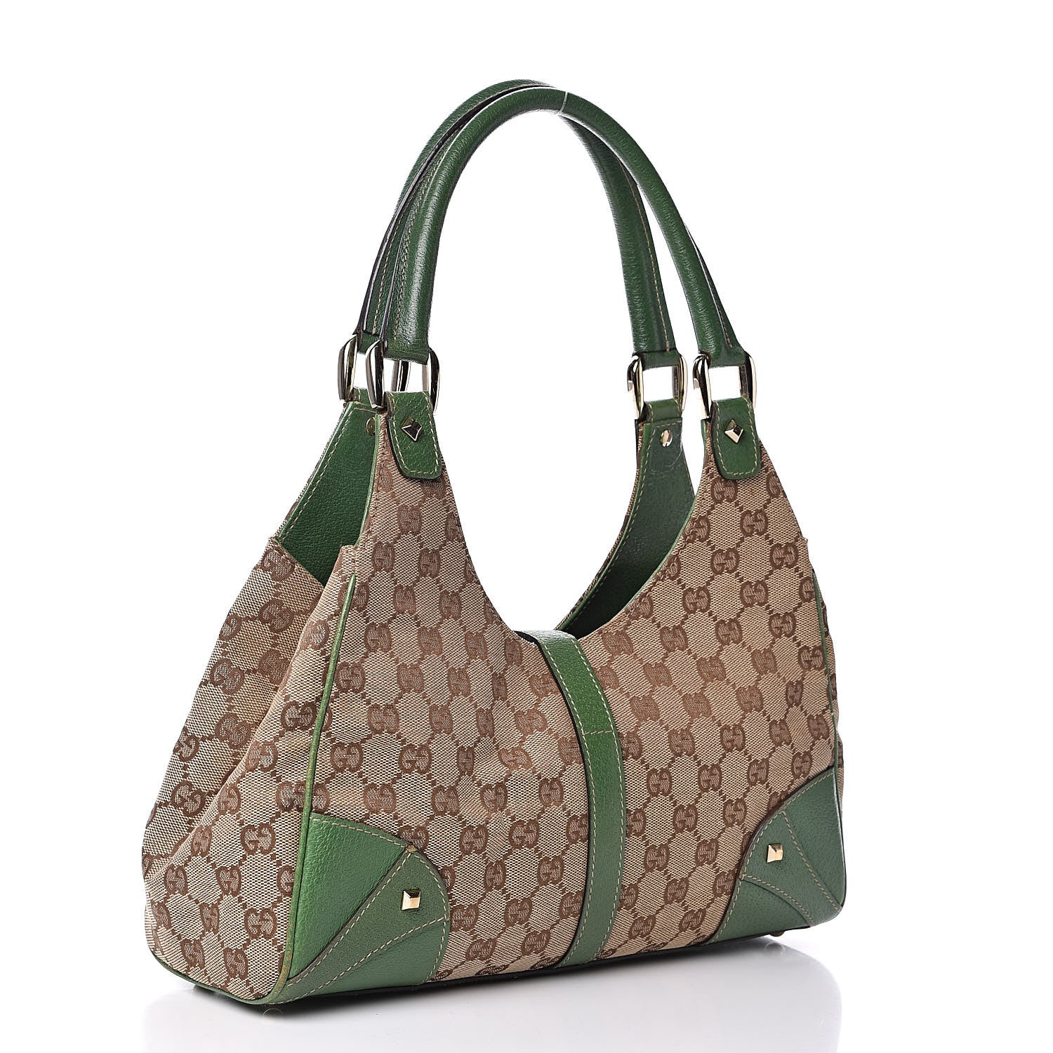 Gucci Monogram Calfskin Large Bardot Tote Green 3 of 12