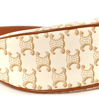 Celine Canvas Calfskin Ava Triomphe Shoulder Bag White 9 of 10