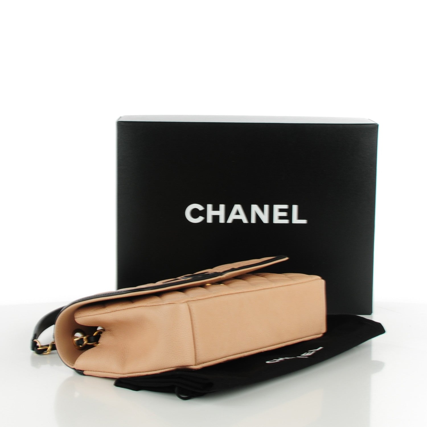 Chanel Caviar Quilted Medium CC Filigree Flap Beige Black 4 of 8