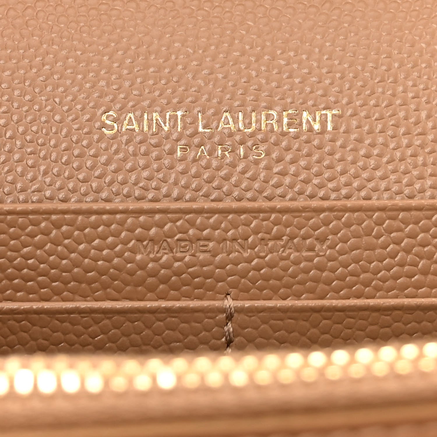 Saint Laurent Grain De Poudre Matelasse Chevron Monogram Chain Wallet Dark Natural 6 of 13