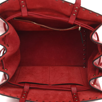 Valentino Garavani Grained Calfskin Rockstud Double Handle Cinch Tote Rosso Valentino 5 of 9
