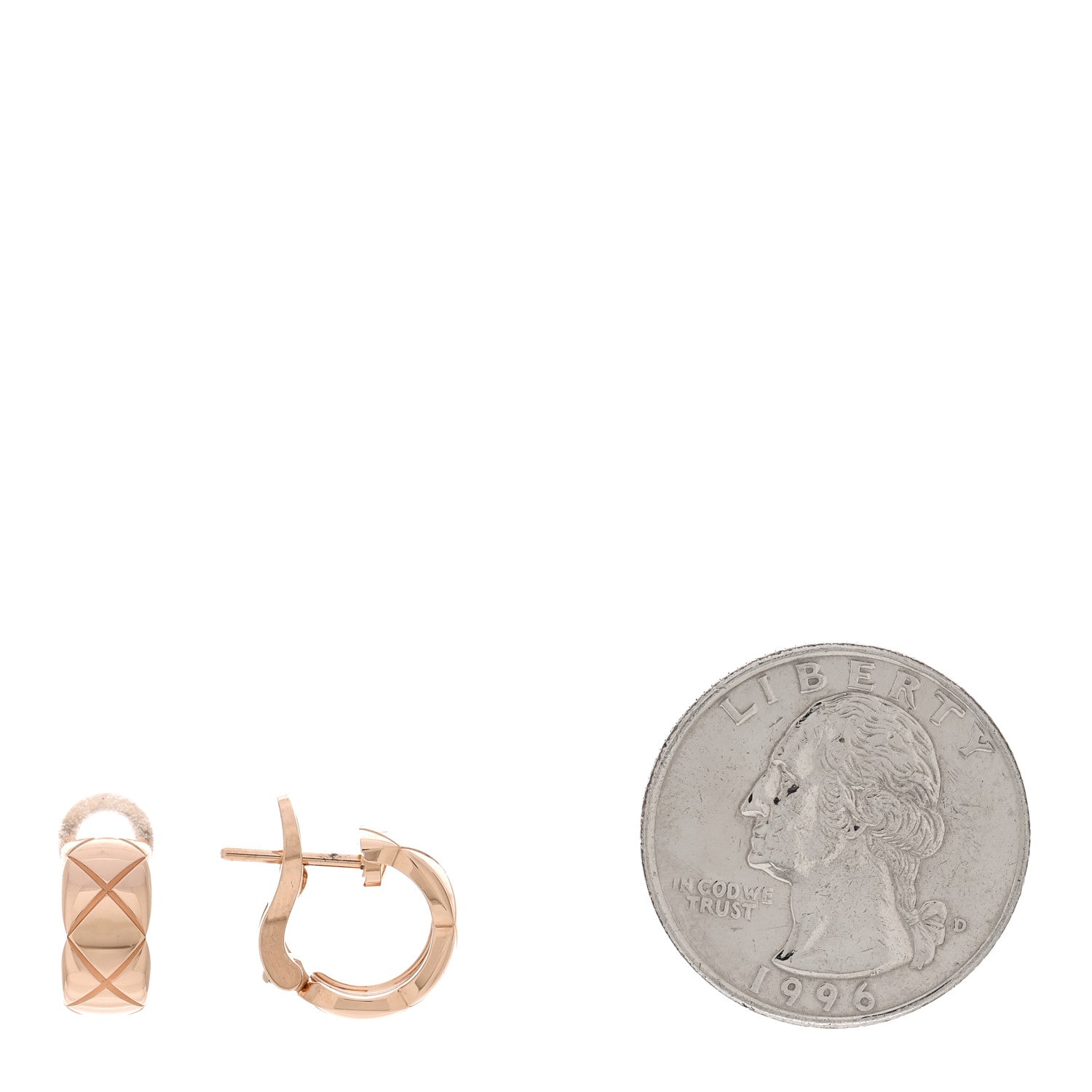 Chanel 18K Beige Gold Coco Crush Hoop Earrings 2 of 5