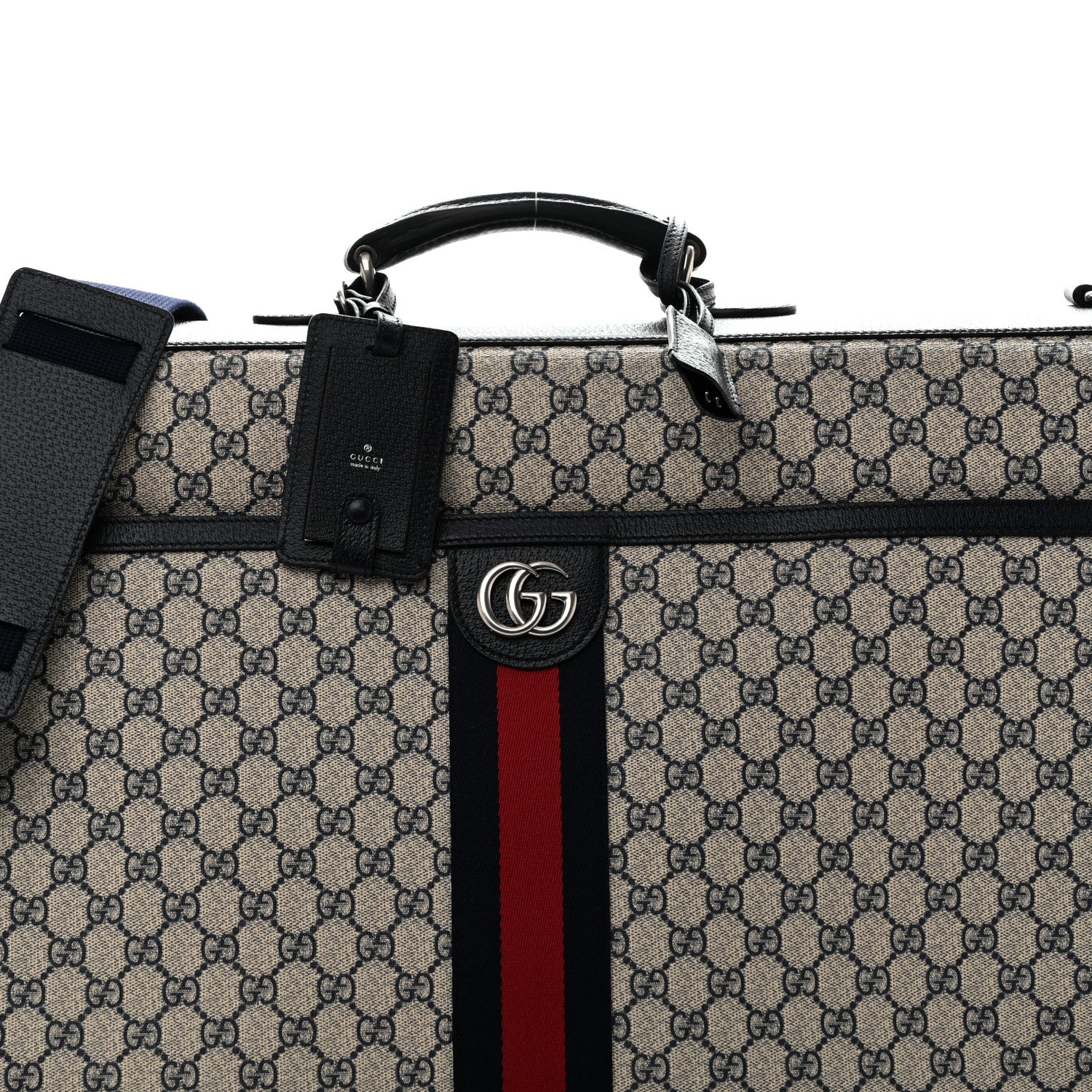 Gucci GG Supreme Monogram Web Savoy Garment Bag Beige Blue 7 of 12