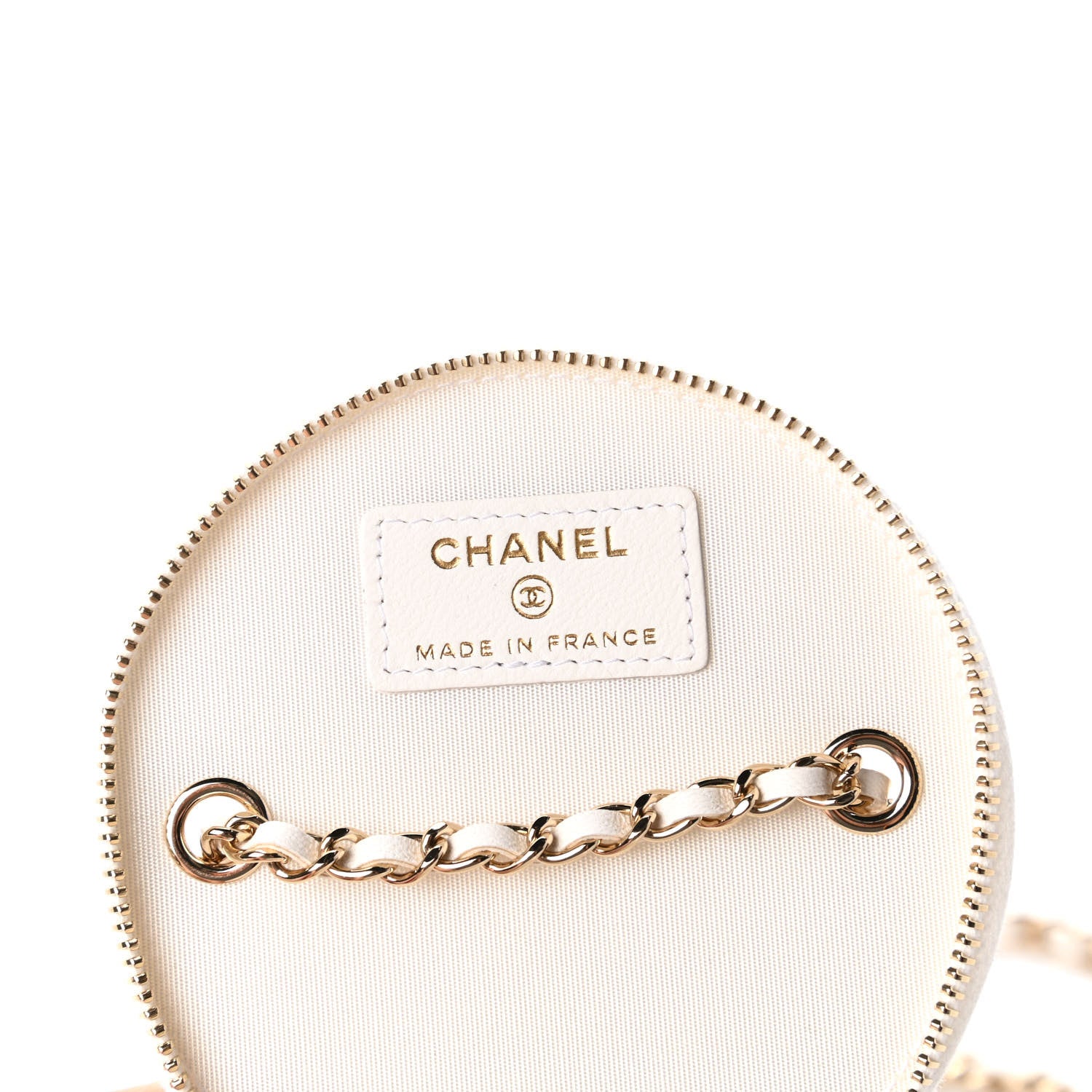 Chanel Lambskin Quilted Round Small Vanity Case With Chain White Black 8 of 11