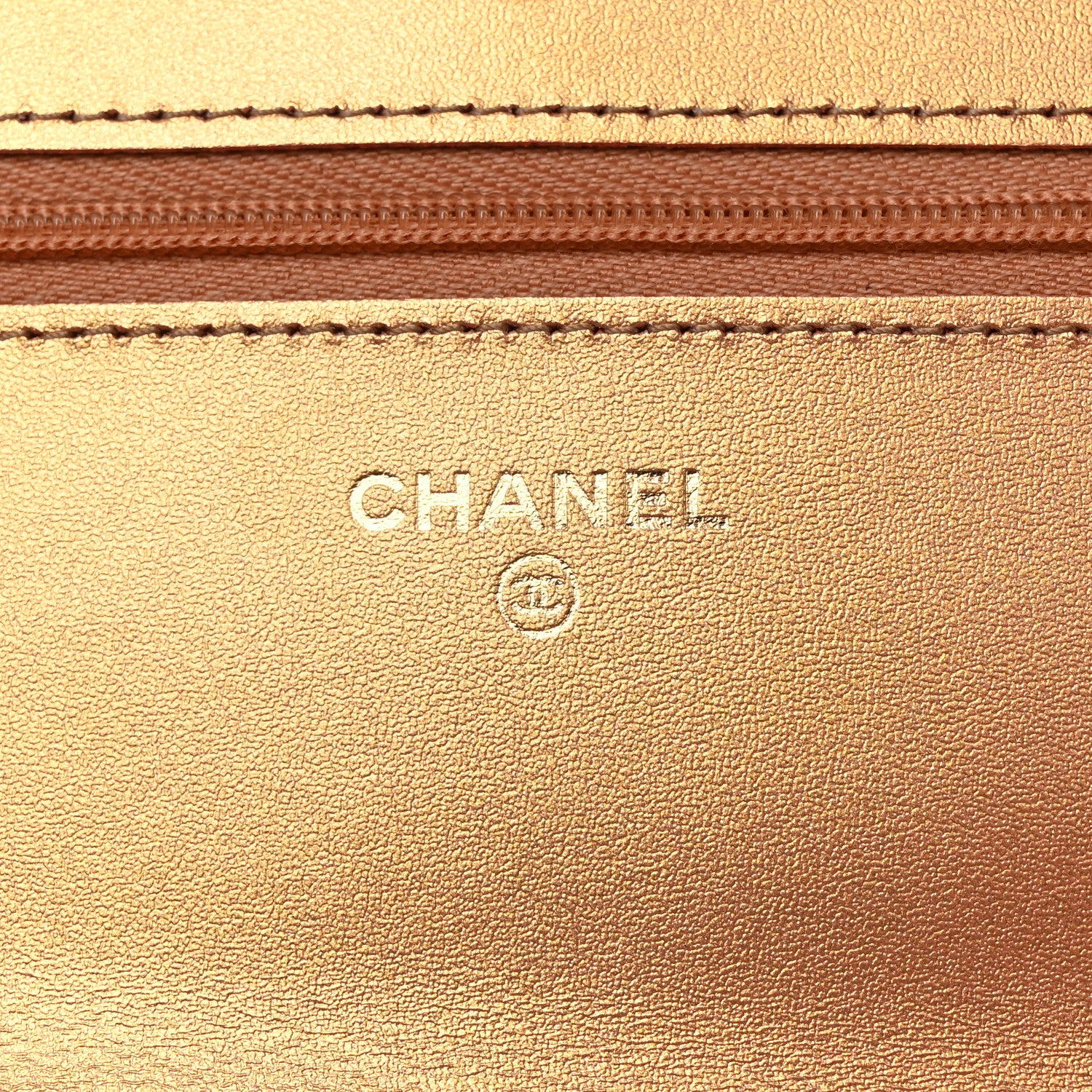 Chanel Metallic Lambskin Quilted Wallet On Chain WOC Golden 6 of 12