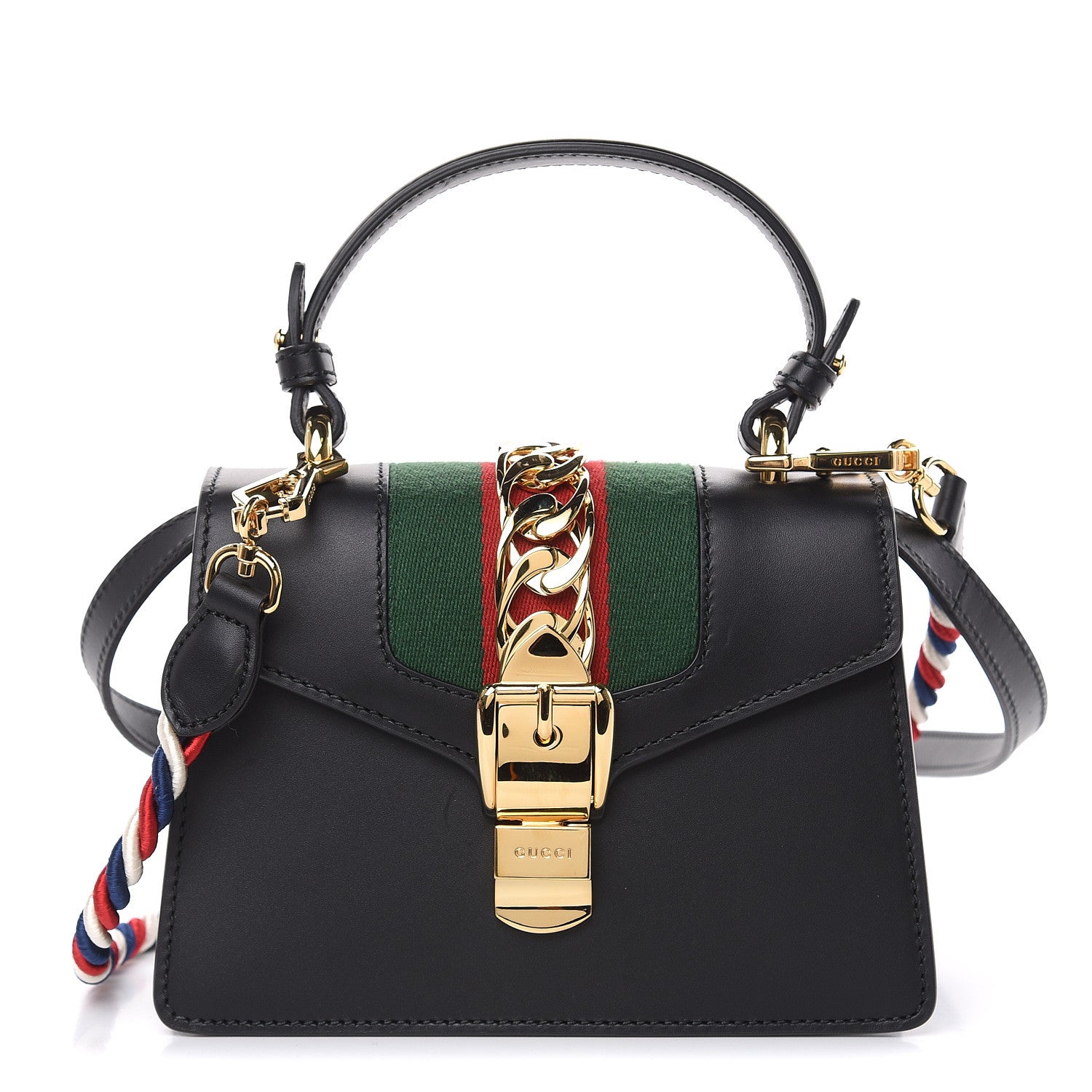 Gucci Calfskin Mini Sylvie Top Handle Bag Black 1 of 12