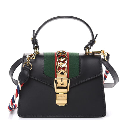 Gucci Calfskin Mini Sylvie Top Handle Bag Black 1 of 12