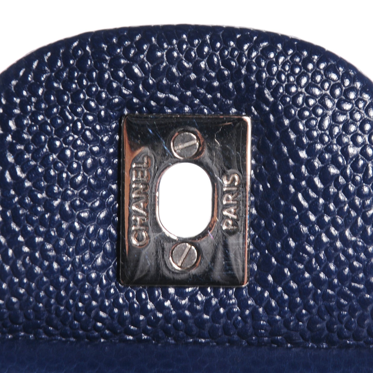 Caviar Quilted Jumbo Double Flap Navy Blue