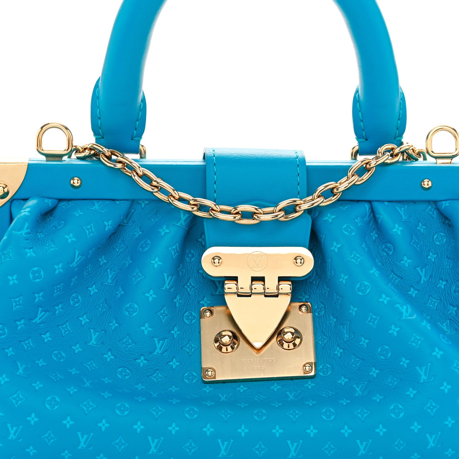 Louis Vuitton Calfskin Nanogram Embossed Clutch Bleu 7 of 10