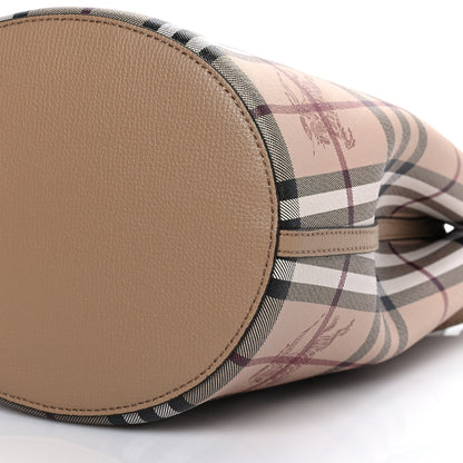 Burberry Haymarket Check Colours Small Lorne Bucket Crossbody Camel 8 of 9