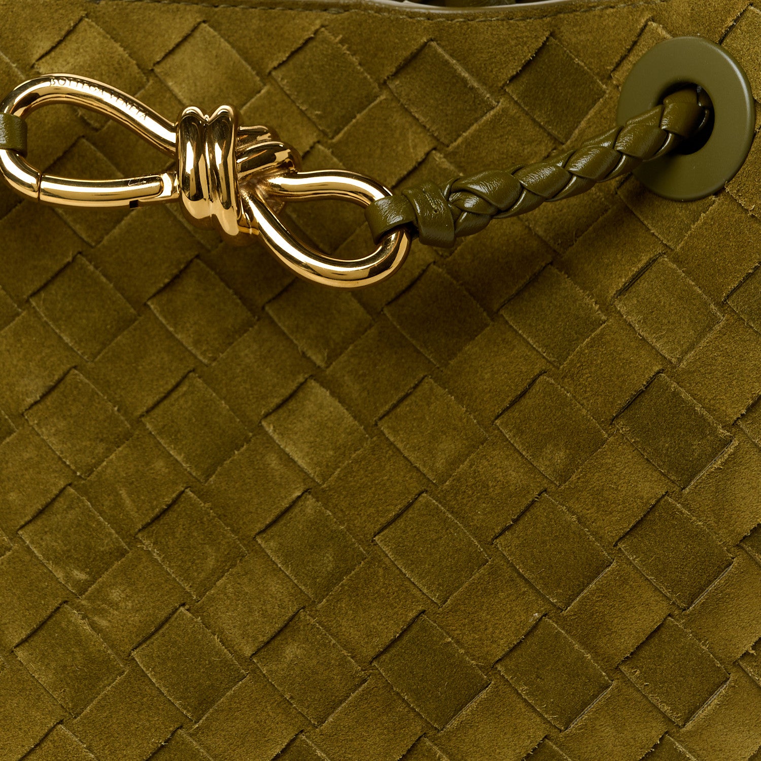 Bottega Veneta Suede Intrecciato Small Andiamo Shoulder Bag Olive Oil 8 of 10