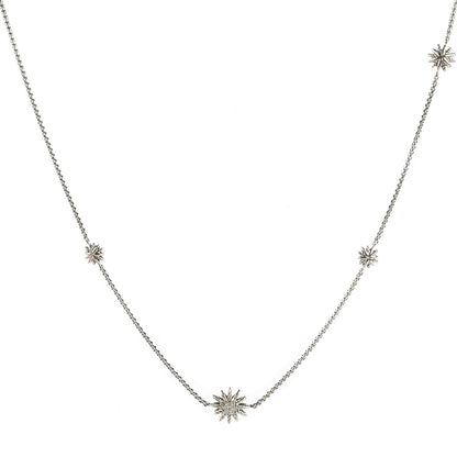 David Yurman Sterling silver Pave Diamond 10-12mm Starburst Station Necklace 1 of 4