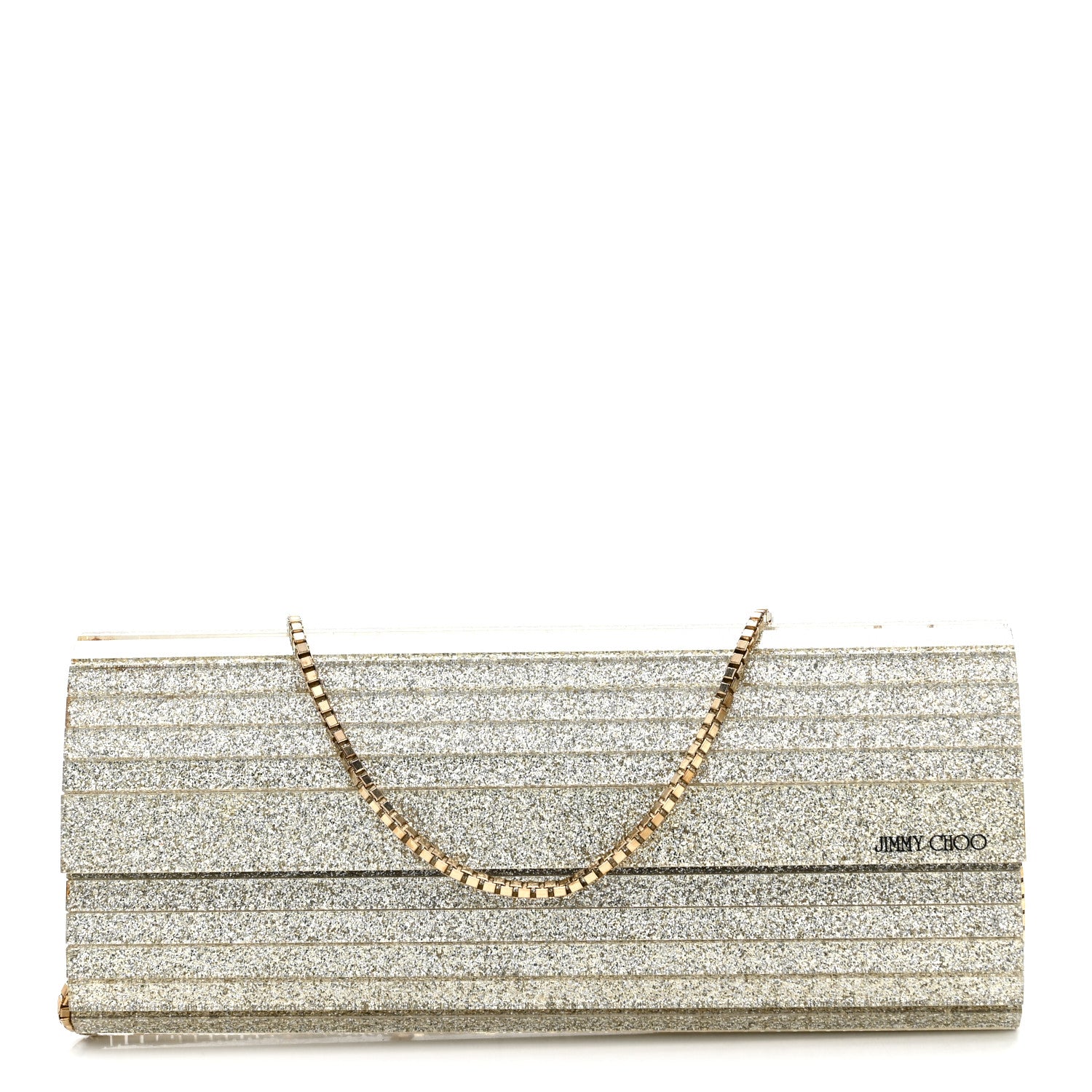 Jimmy Choo Acrylic Glitter Sweetie Clutch Champagne 1851994