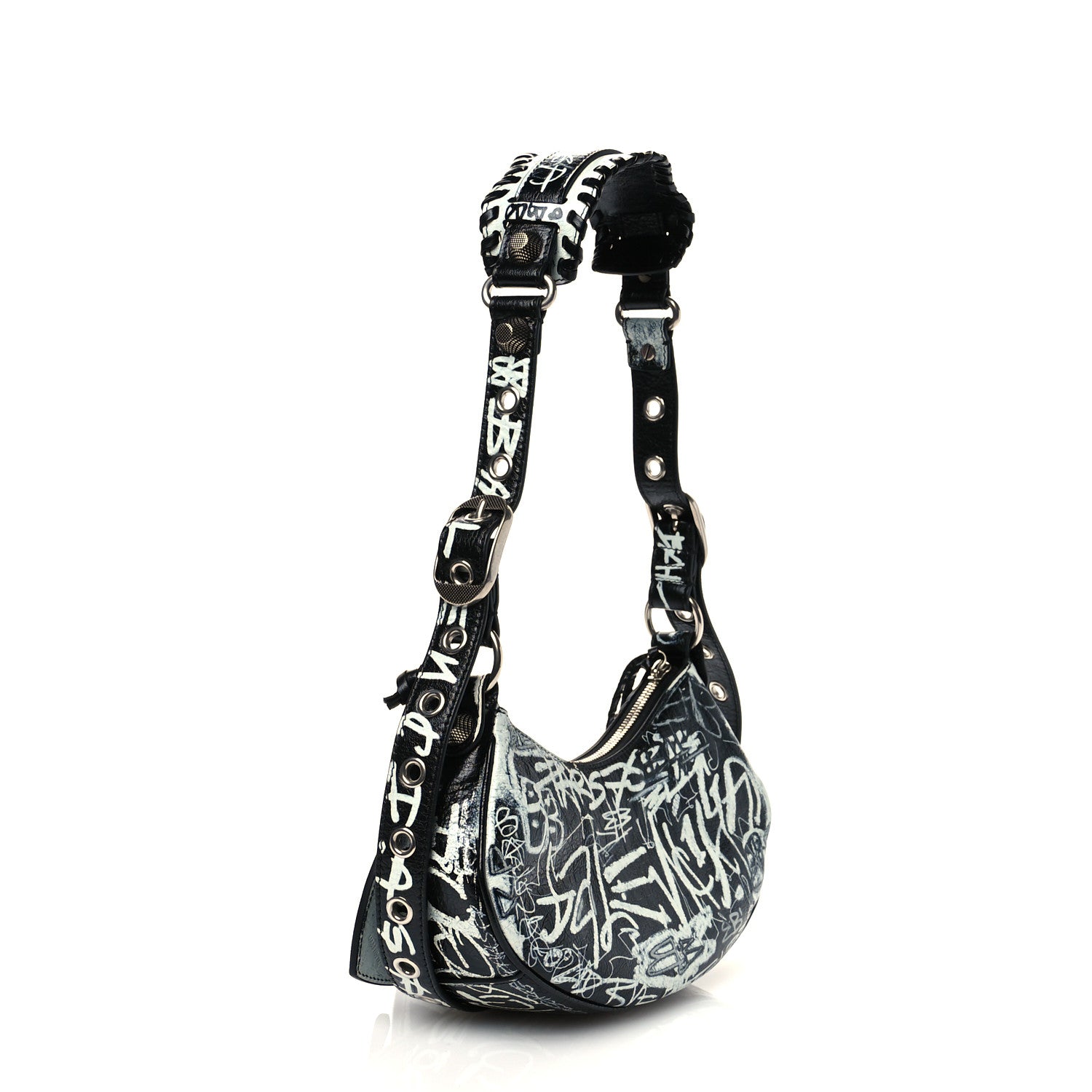 Balenciaga Agneau Arena Graffiti Le Cagole Shoulder Bag XS Black 4 of 11